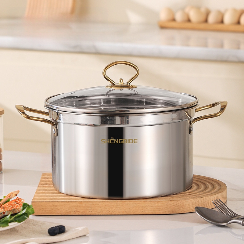 Διασυνοριακή κατσαρόλα σούπας Binaural από ανοξείδωτο ατσάλι, πυκνή κατσαρόλα οικιακής χρήσης, πλήρες σετ 6 δοχείων δώρου SHENGBIDE