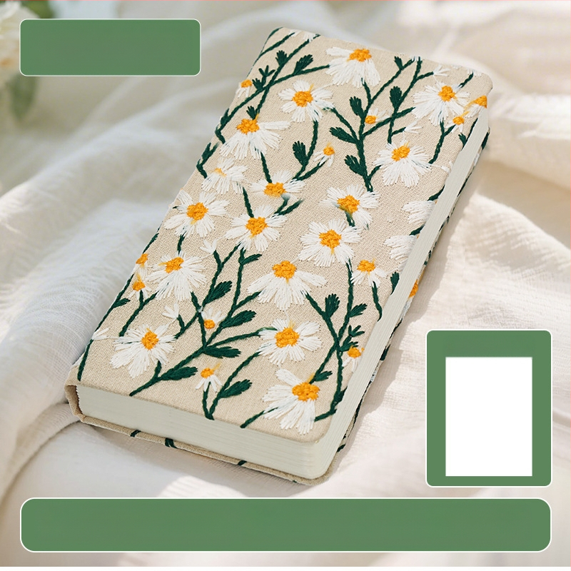 Kézikönyv, Százszorszép Irodalmi Hímzésnapló, Kis Virágos, Vászonnal Borított Jegyzetfüzet, Elegáns Kézikönyv, Üres Könyv