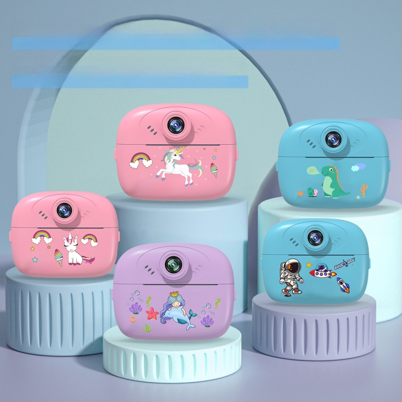 Pielāgojama bērnu drukas kamera ar divām kamerām, rotaļlietu momentuzņēmuma kamera, digitālā kamera ar CCD, pārnēsājama ar diviem objektīviem