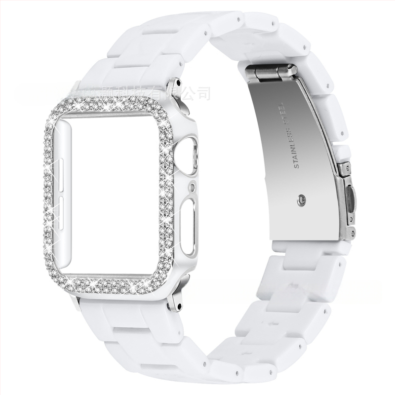 Sobib Apple Watch9 Apple Resin Strap + PC Diamond kahevärviline ümbris iWatch All-In-One komplektile