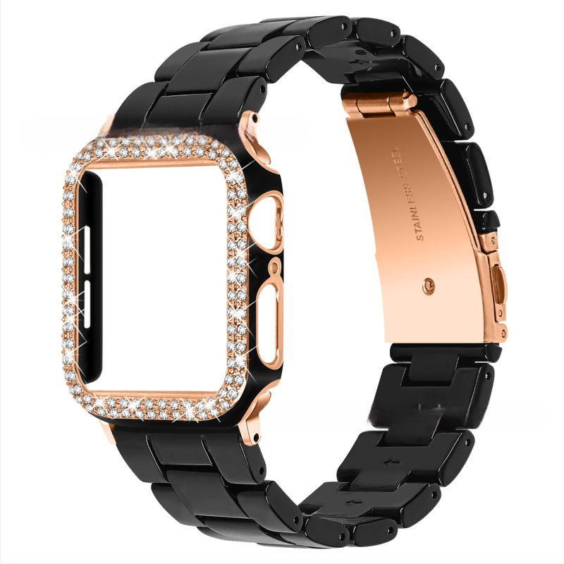 Sobib Apple Watch9 Apple Resin Strap + PC Diamond kahevärviline ümbris iWatch All-In-One komplektile
