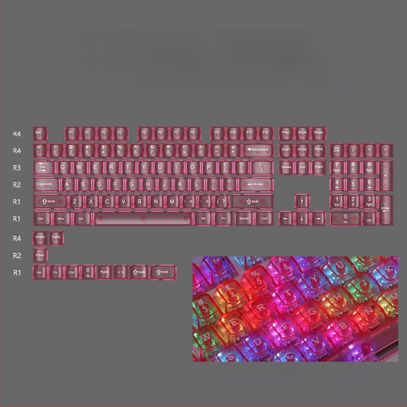 OEM väga valge marmorist kuulkork, arvuti täielikult läbipaistev, punane läbipaistev klahvikate 61 75 98 mehaaniline klaviatuurikate