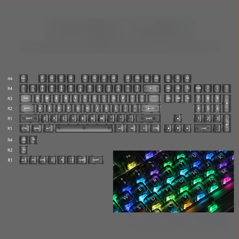 OEM väga valge marmorist kuulkork, arvuti täielikult läbipaistev, punane läbipaistev klahvikate 61 75 98 mehaaniline klaviatuurikate