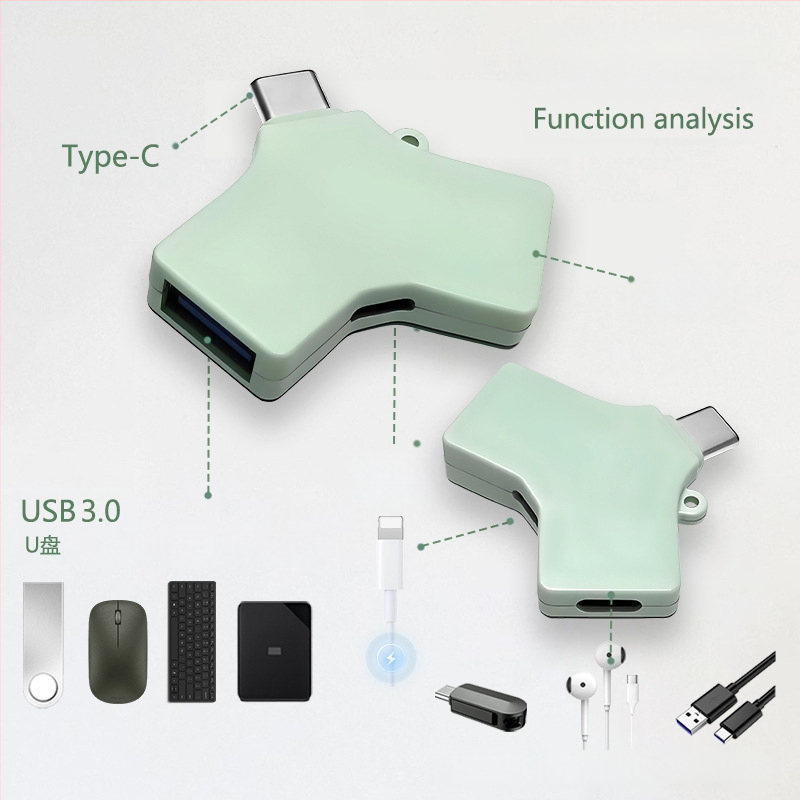 Tinka „Apple“ mobiliųjų telefonų adapteriui, iš kurio galima jungti C tipo USB ir du viename, PD15W įkrovimo ir duomenų perdavimo adapteriui.