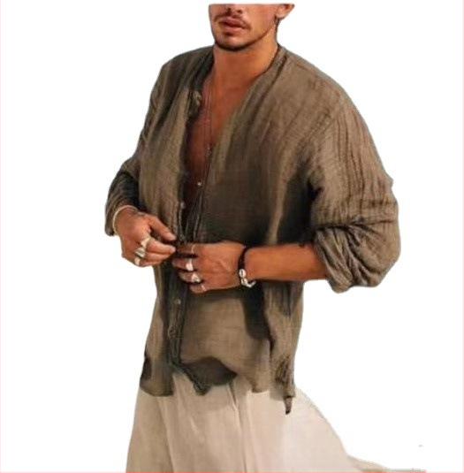 Amazon Independent Stand Crash Cardigan Unisex Color Spot Casual Loose Winter Youth Brown meeste särk