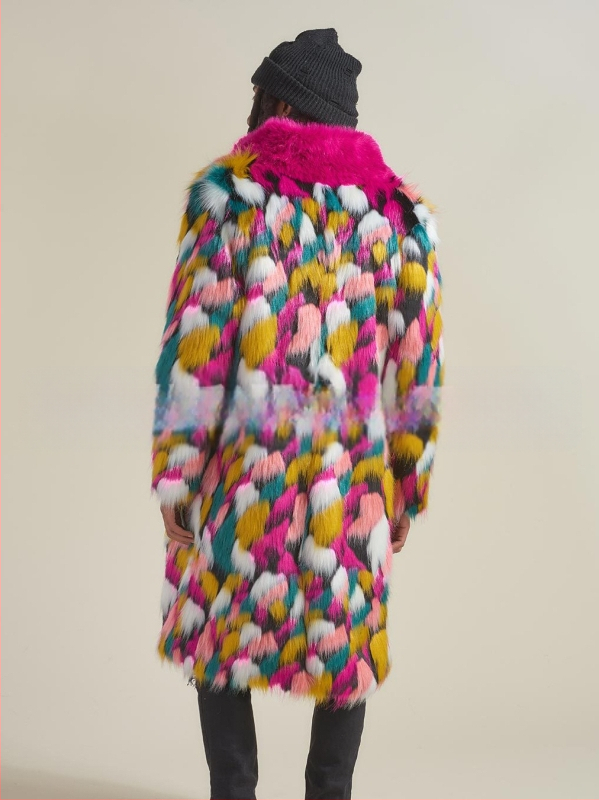 „Amazon Explosions Fox Fur Coat“ vyriškas spalvingas ilgas paltas su Europos ir Amerikos užsienio prekybos imitacijos kailiniais