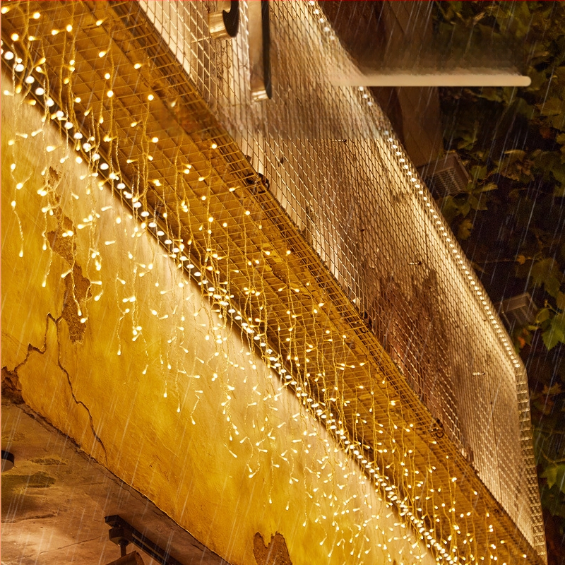 Internetes híresség vízesés fények villogó fények fűzőfények kültéri vízálló függöny kert udvar homlokzat dekoráció hangulat jégcsík fények