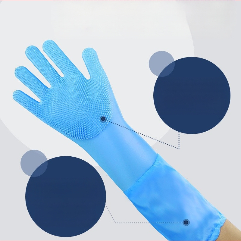 Silikoonist lemmikloomade supelkindad, hammustusvastased nõudepesukindad, pikendatud sametist veekindlad naiste köögipuhastuskindad majapidamistöödeks