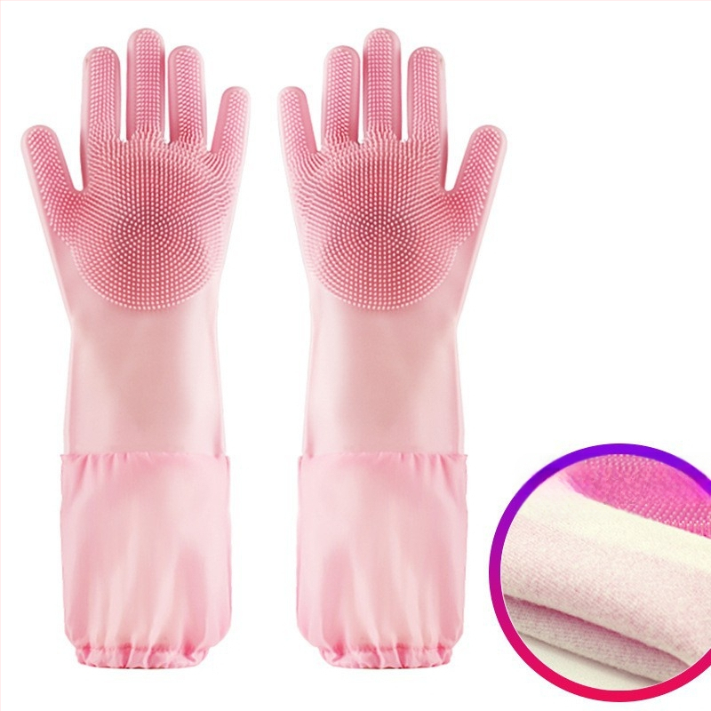 Silikoonist lemmikloomade supelkindad, hammustusvastased nõudepesukindad, pikendatud sametist veekindlad naiste köögipuhastuskindad majapidamistöödeks