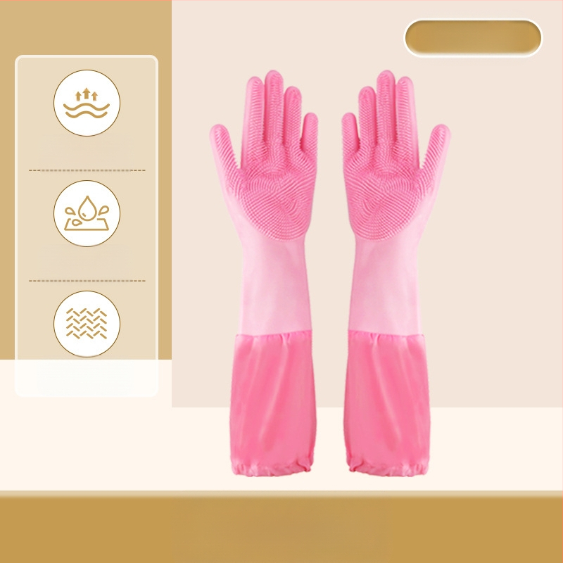 Silikoonist lemmikloomade supelkindad, hammustusvastased nõudepesukindad, pikendatud sametist veekindlad naiste köögipuhastuskindad majapidamistöödeks