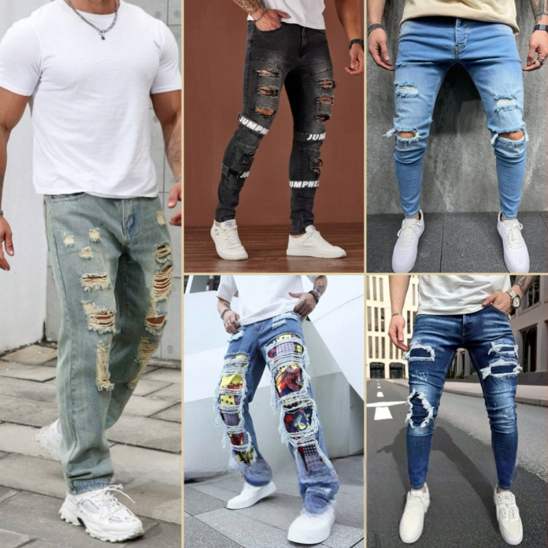 shein határokon átnyúló külkereskedelem Európa és az Egyesült Államok új férfi farmernadrágok lezser karcsúsított lábak férfi szakadt nadrágok nagykereskedelem