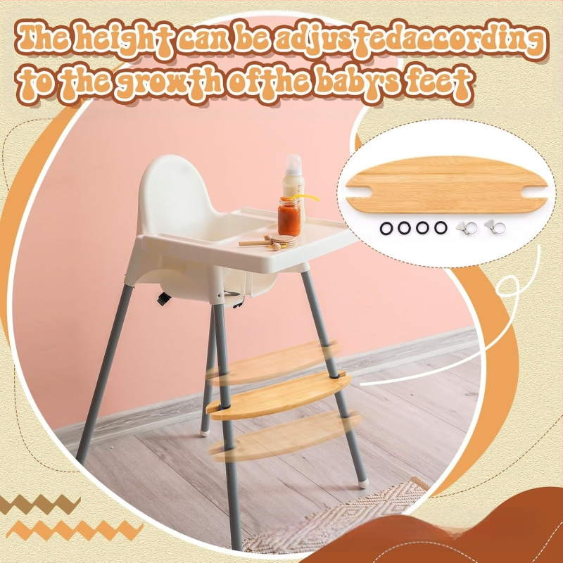 Бамбукова поставка за крака, поставка за крака за детска столче, поставка за крака за бебешка седалка