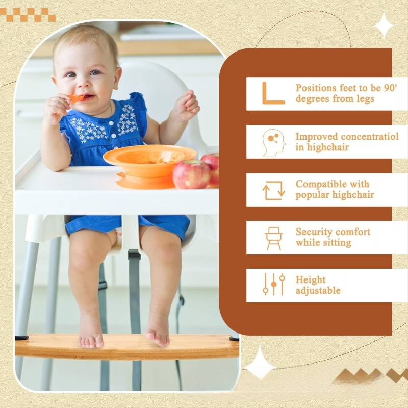 Бамбукова поставка за крака, поставка за крака за детска столче, поставка за крака за бебешка седалка