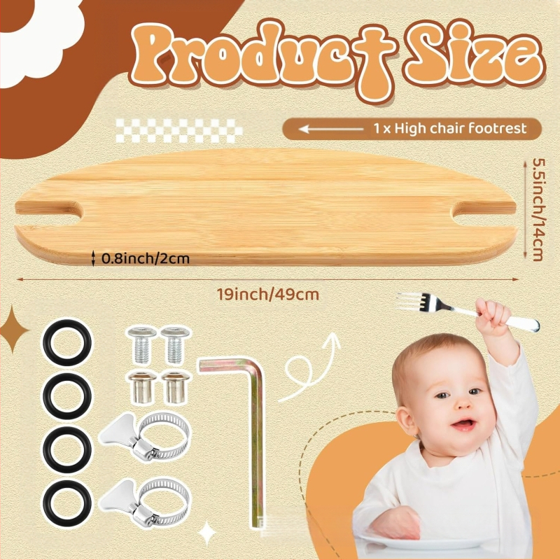 Бамбукова поставка за крака, поставка за крака за детска столче, поставка за крака за бебешка седалка