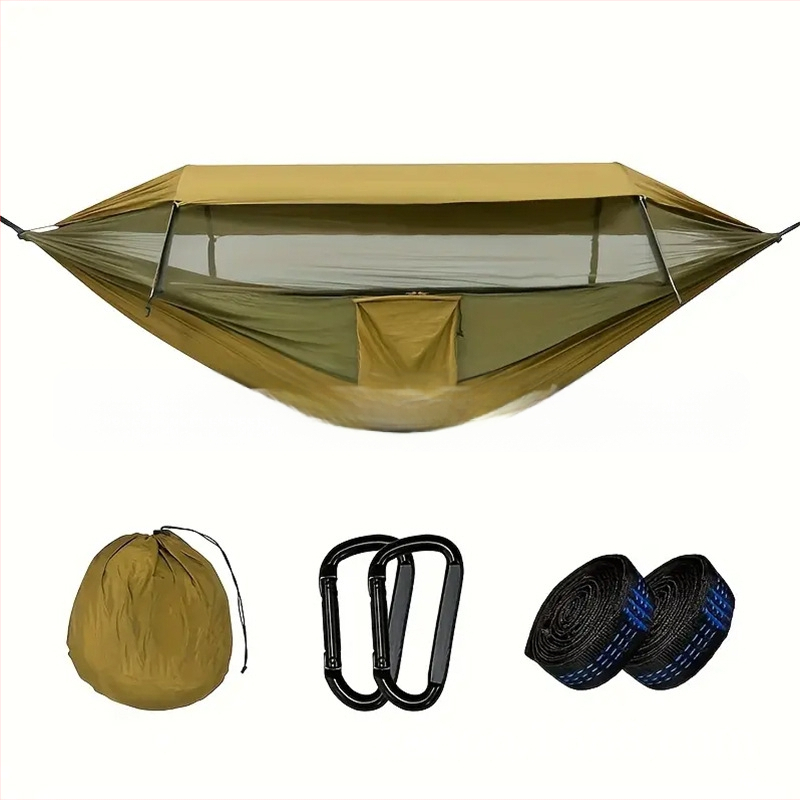 Trīs vienā jauns šūpuļtīkls āra dubultai pretapgāšanās automātiskai ātrai šūpošanai pretodu tīkli kempinga tentam