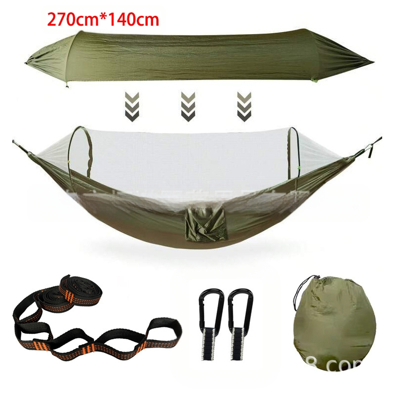 Trīs vienā jauns šūpuļtīkls āra dubultai pretapgāšanās automātiskai ātrai šūpošanai pretodu tīkli kempinga tentam