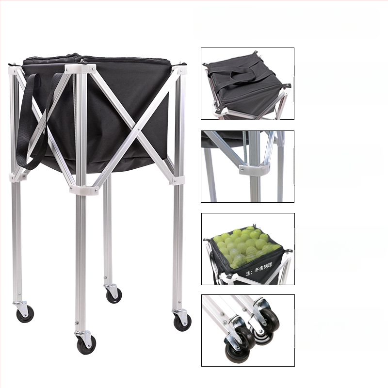Kokkupandav alumiiniumisulamist tennisekäru mobiilne pallikorjamisraami hoiukott kaasaskantav suure mahutavusega pallikorjamisraam