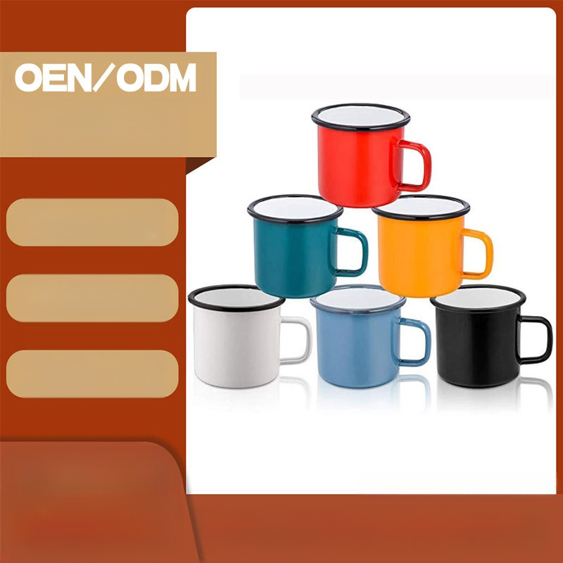 Трансгранична гореща продажба на високотемпературна чаша с висока цветна стойност, класическа носталгична емайлирана чаша за кафе, персонализиране на лого с модел