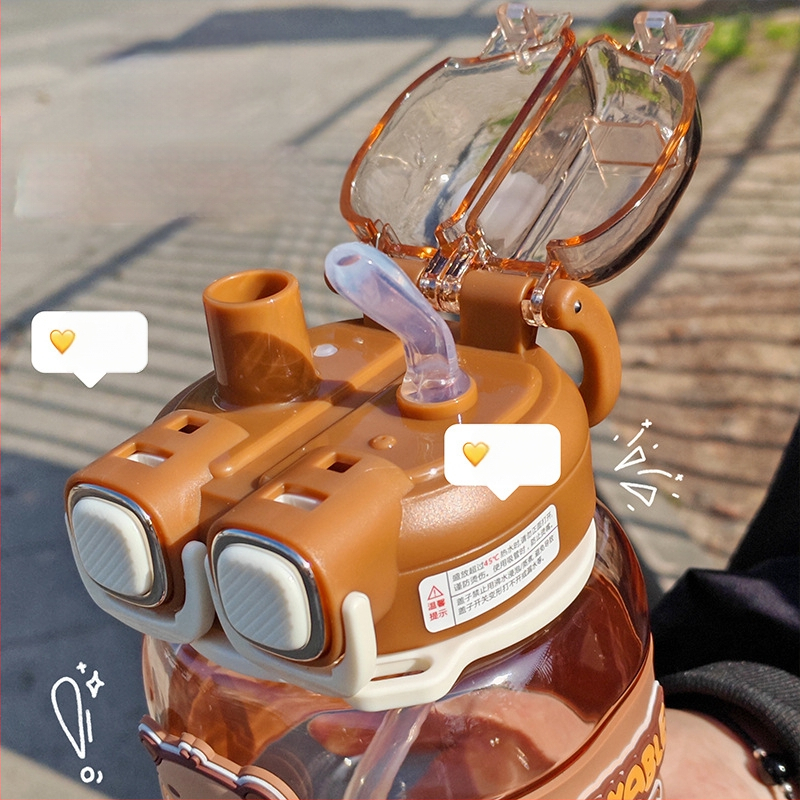 „Kapibala“ dvigubas vandens puodelis mokiniams, skirtas specialiai mokyklai, berniukams ir mergaitėms, nešiojamas didelės talpos šiaudelis.