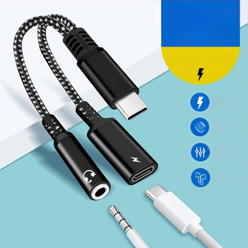 C tipo skaitmeninis adapteris 3,5 mm ausinių keitiklis mobiliojo telefono įkrovimui PD60W greito įkrovimo garso kabelis