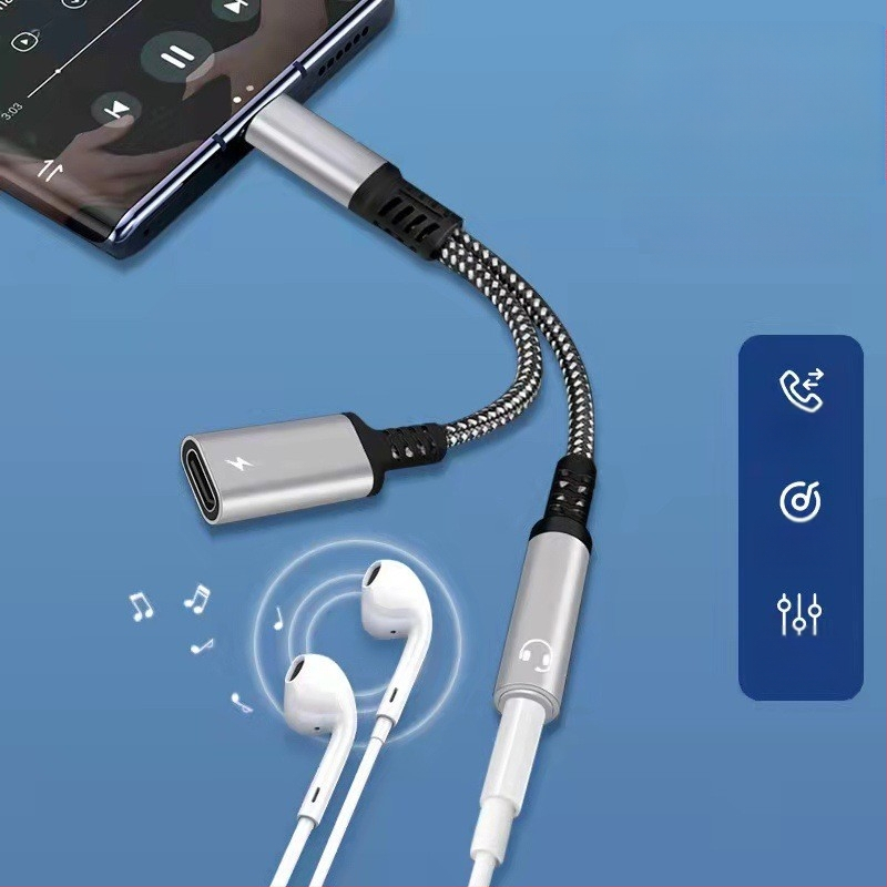 C tipo skaitmeninis adapteris 3,5 mm ausinių keitiklis mobiliojo telefono įkrovimui PD60W greito įkrovimo garso kabelis
