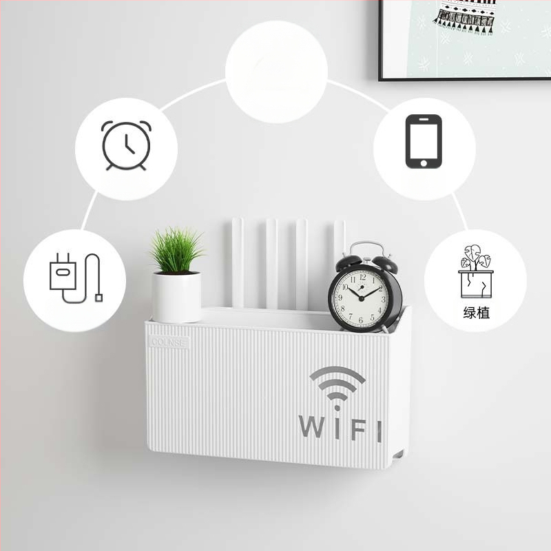 Pie sienas stiprināma uzglabāšanas kaste bezvadu wifi TV dekoderis maršrutētāja plaukts necaurduroša uzglabāšanas kaste pie sienas stiprināma
