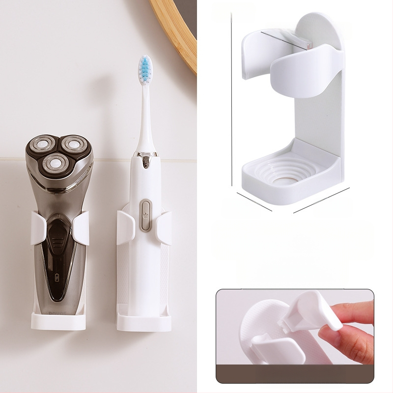 Elektrinis dantų šepetėlis laiko be perforatoriaus tvirtinamą prie sienos dantų šepetėlių pakabą, tualeto dantų šepetėlių laikymo pagrindą, dantų laikymo lentyną