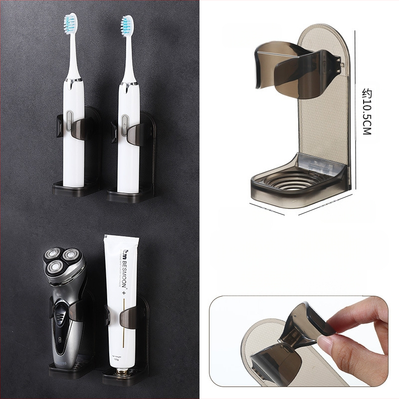 Elektrinis dantų šepetėlis laiko be perforatoriaus tvirtinamą prie sienos dantų šepetėlių pakabą, tualeto dantų šepetėlių laikymo pagrindą, dantų laikymo lentyną
