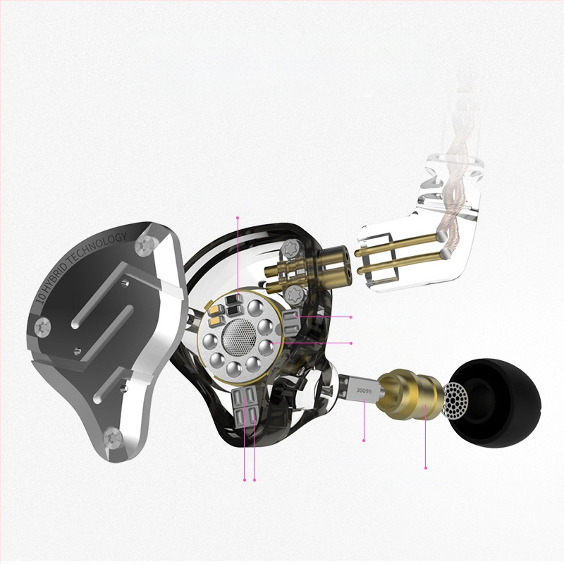 KZ-ZS10 PRO fém fülhallgató, gyűrűs vas, 10 egység, mozgó vas, HiFi fülhallgató, fülbe helyezhető mobil gamer fülhallgató