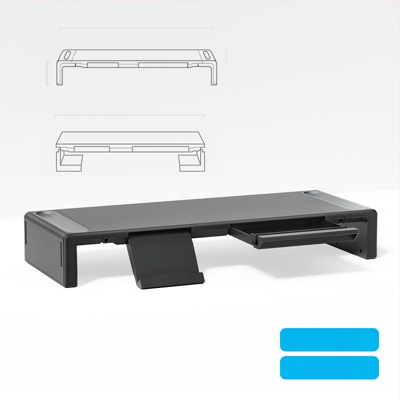 Oimaster Monitor Ανυψωμένη επέκταση USB Πτυσσόμενος υπολογιστής, επιτραπέζιος χώρος αποθήκευσης, ανυψωμένη βάση στήριξης