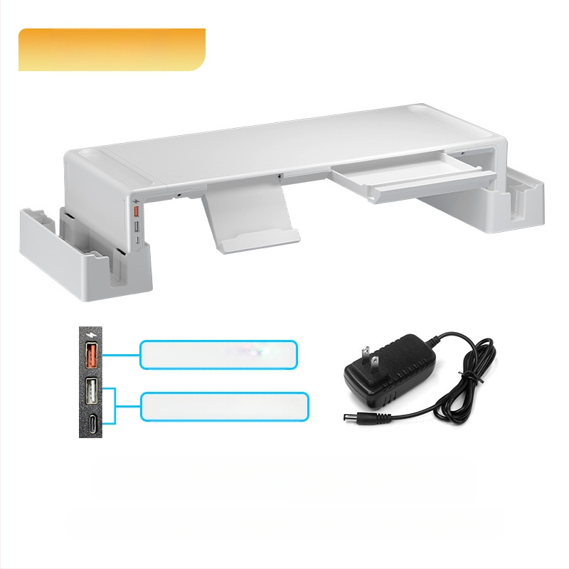 Oimaster Monitor Ανυψωμένη επέκταση USB Πτυσσόμενος υπολογιστής, επιτραπέζιος χώρος αποθήκευσης, ανυψωμένη βάση στήριξης