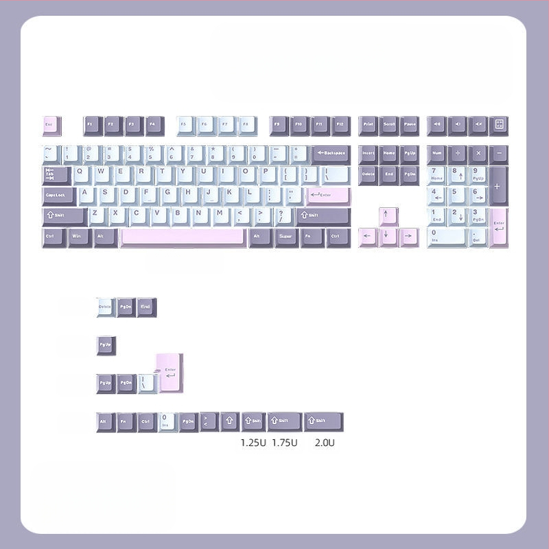 Cloud Lake'i labidaga Q Macaron kolmevärviline võtmekate, väike, täiskomplekt 126 võtit, PBT materjalist, kahevärviline sissepritse, kulumiskindel ja vastupidav