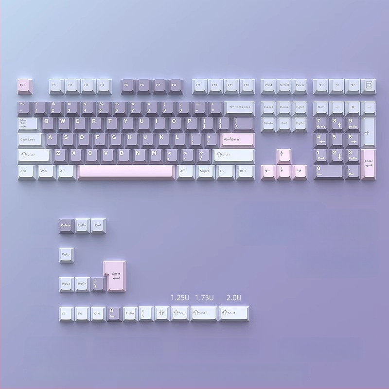 Cloud Lake'i labidaga Q Macaron kolmevärviline võtmekate, väike, täiskomplekt 126 võtit, PBT materjalist, kahevärviline sissepritse, kulumiskindel ja vastupidav