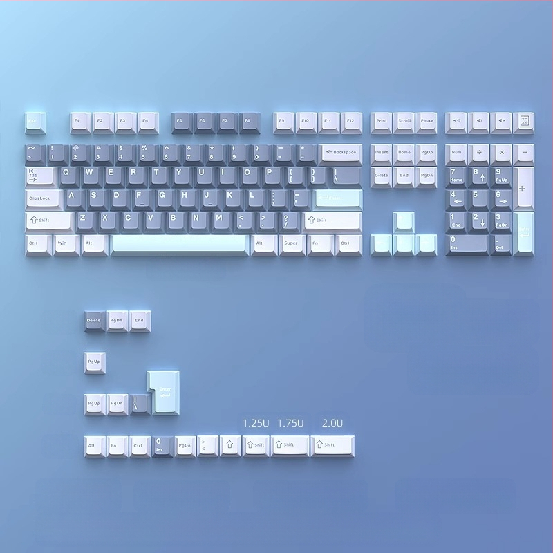 Cloud Lake'i labidaga Q Macaron kolmevärviline võtmekate, väike, täiskomplekt 126 võtit, PBT materjalist, kahevärviline sissepritse, kulumiskindel ja vastupidav