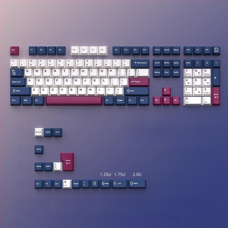 Cloud Lake'i labidaga Q Macaron kolmevärviline võtmekate, väike, täiskomplekt 126 võtit, PBT materjalist, kahevärviline sissepritse, kulumiskindel ja vastupidav