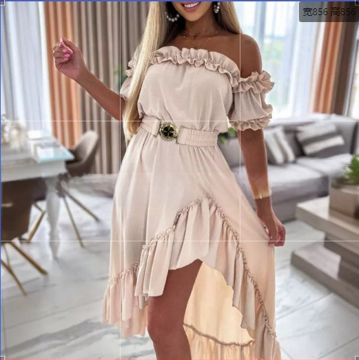 laos 82032# kevad/suvi 2024 uus ühesõnalise kraega ja ebakorrapärase äärega vööga kleit