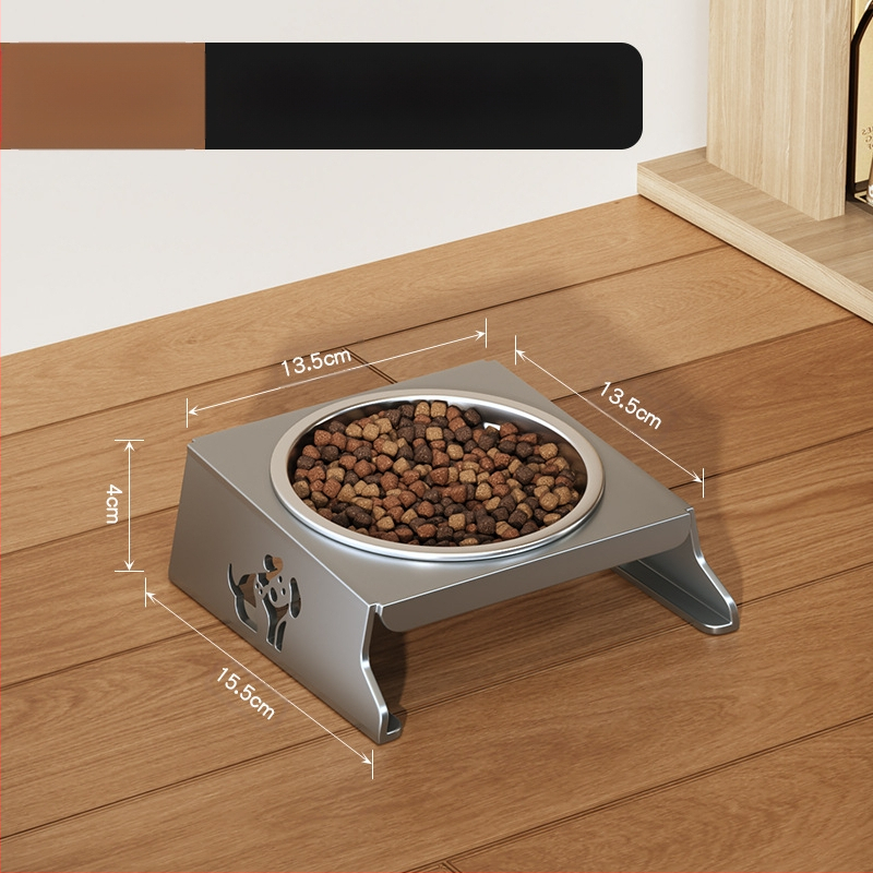 Roostevabast terasest lemmikloomakauss, topeltkauss, kokkupandav väike koeratoidukauss, spetsiaalne kauss kõrgendatud kaelakaitsega, et vältida ümberminekut, kassi veekauss