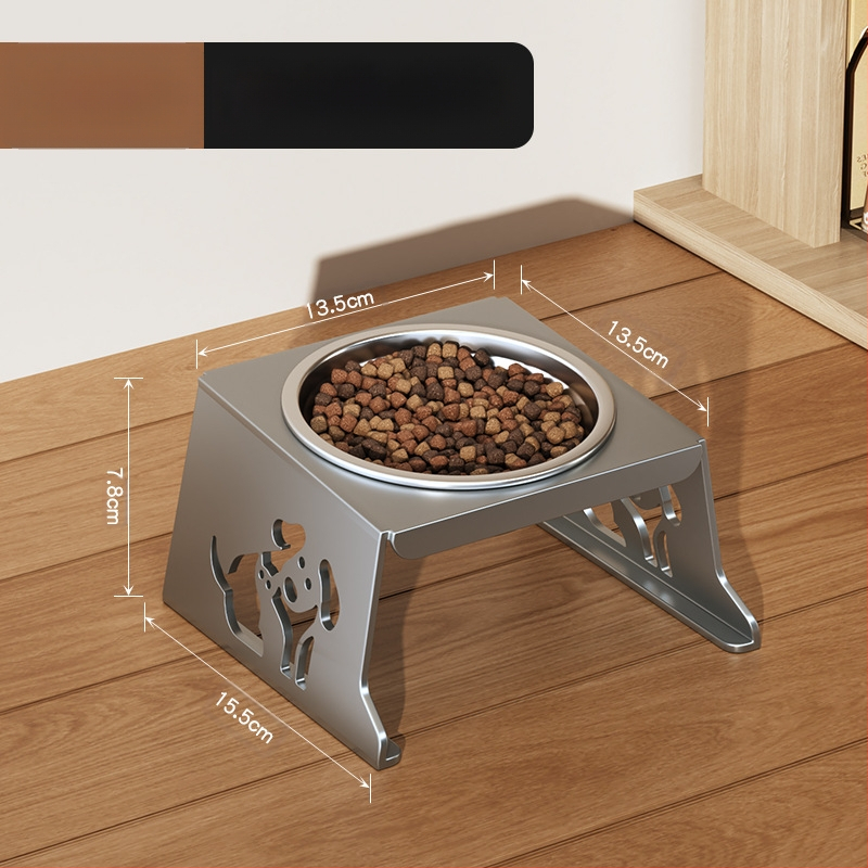 Roostevabast terasest lemmikloomakauss, topeltkauss, kokkupandav väike koeratoidukauss, spetsiaalne kauss kõrgendatud kaelakaitsega, et vältida ümberminekut, kassi veekauss