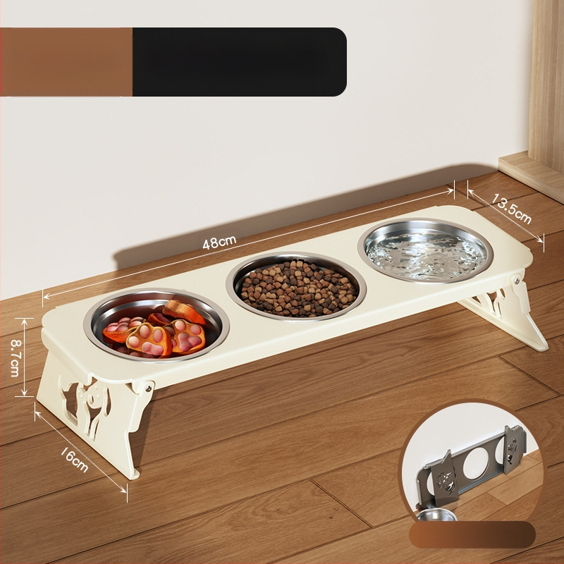 Roostevabast terasest lemmikloomakauss, topeltkauss, kokkupandav väike koeratoidukauss, spetsiaalne kauss kõrgendatud kaelakaitsega, et vältida ümberminekut, kassi veekauss