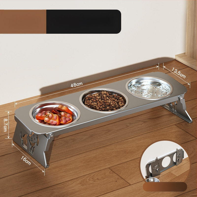 Roostevabast terasest lemmikloomakauss, topeltkauss, kokkupandav väike koeratoidukauss, spetsiaalne kauss kõrgendatud kaelakaitsega, et vältida ümberminekut, kassi veekauss