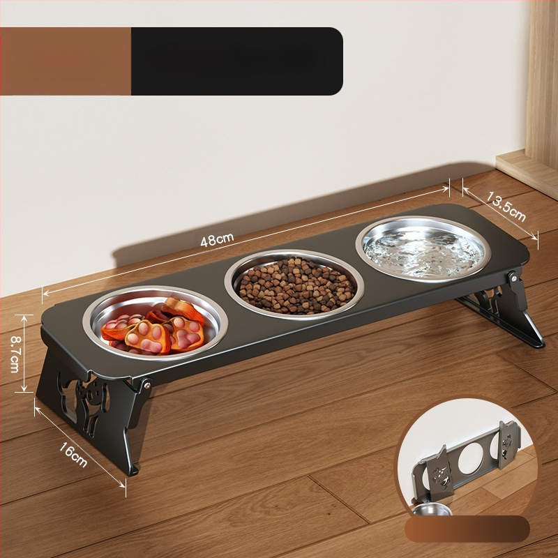 Roostevabast terasest lemmikloomakauss, topeltkauss, kokkupandav väike koeratoidukauss, spetsiaalne kauss kõrgendatud kaelakaitsega, et vältida ümberminekut, kassi veekauss