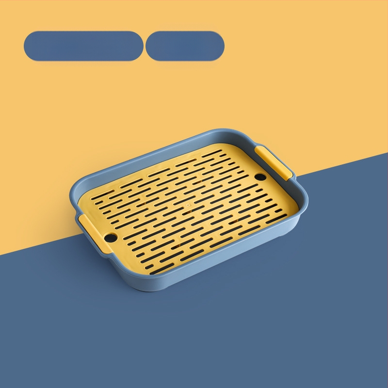 Vandens puodelio išleidimo padėklas namams, svetainei, dvigubo sluoksnio padėklas, stačiakampis arbatos padėklas, vaisių padėklas, plastikinė kūrybinė vakarienės lėkštė