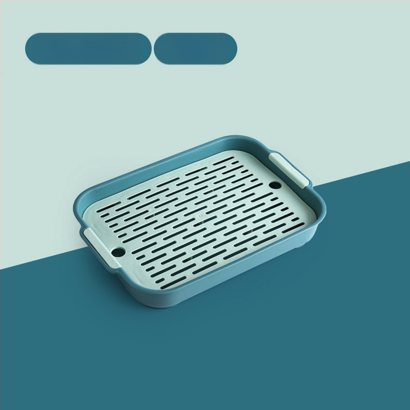 Vandens puodelio išleidimo padėklas namams, svetainei, dvigubo sluoksnio padėklas, stačiakampis arbatos padėklas, vaisių padėklas, plastikinė kūrybinė vakarienės lėkštė