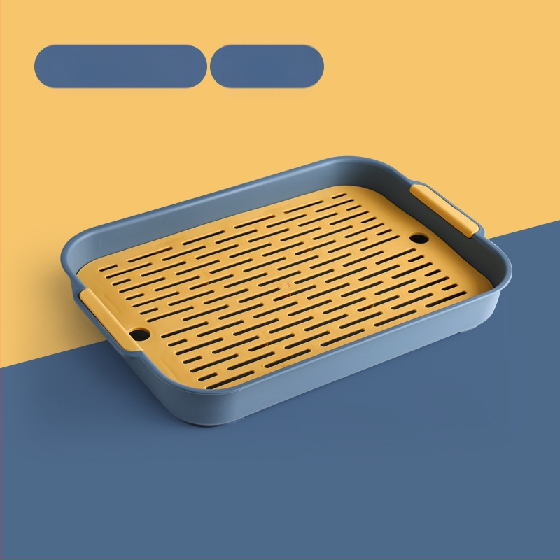 Vandens puodelio išleidimo padėklas namams, svetainei, dvigubo sluoksnio padėklas, stačiakampis arbatos padėklas, vaisių padėklas, plastikinė kūrybinė vakarienės lėkštė