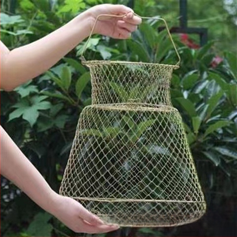 Hulgimüük tsingitud rauast rippumisvastane kokkupandav kalakorv kalavõrgust kott kalavõrgust krevettide krabi kalakorv