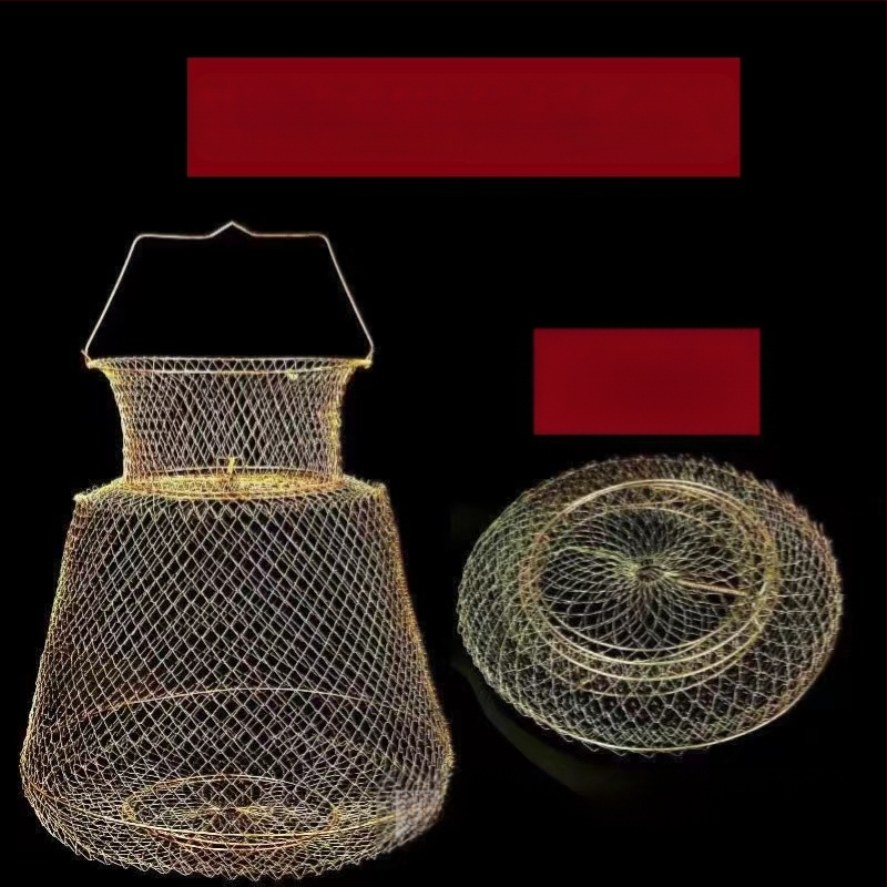 Hulgimüük tsingitud rauast rippumisvastane kokkupandav kalakorv kalavõrgust kott kalavõrgust krevettide krabi kalakorv