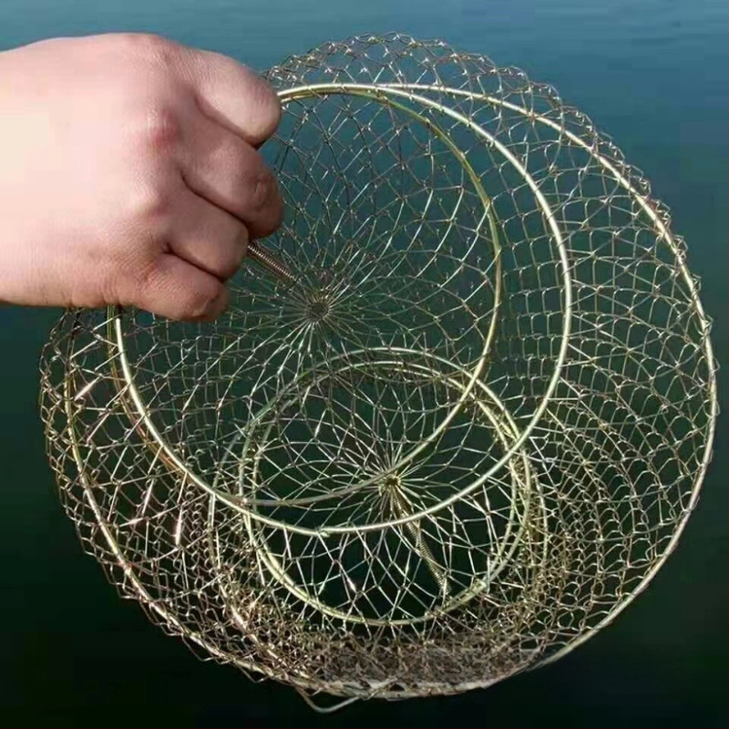 Hulgimüük tsingitud rauast rippumisvastane kokkupandav kalakorv kalavõrgust kott kalavõrgust krevettide krabi kalakorv