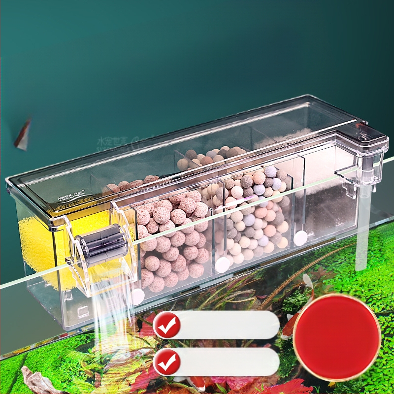 Zivju tvertnes filtra ūdens attīrīšanas cikls trīs vienā iegremdējams sūknis bruņurupuču tvertnes augšpusē esošs filtra kaste skābekļa ražošanai integrēta pilināšanas kaste