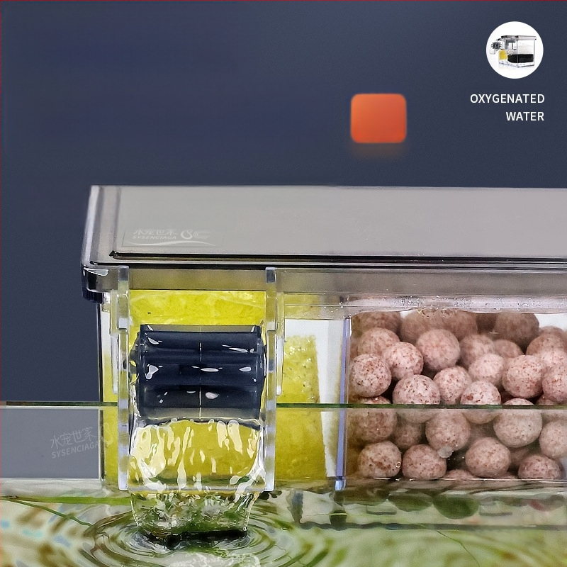 Zivju tvertnes filtra ūdens attīrīšanas cikls trīs vienā iegremdējams sūknis bruņurupuču tvertnes augšpusē esošs filtra kaste skābekļa ražošanai integrēta pilināšanas kaste