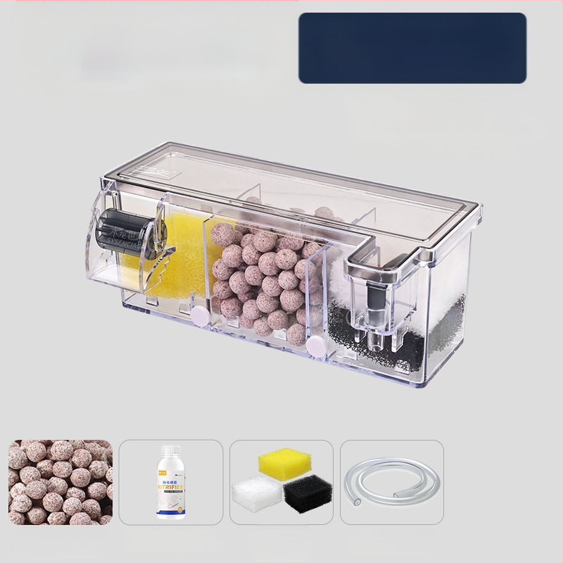 Zivju tvertnes filtra ūdens attīrīšanas cikls trīs vienā iegremdējams sūknis bruņurupuču tvertnes augšpusē esošs filtra kaste skābekļa ražošanai integrēta pilināšanas kaste